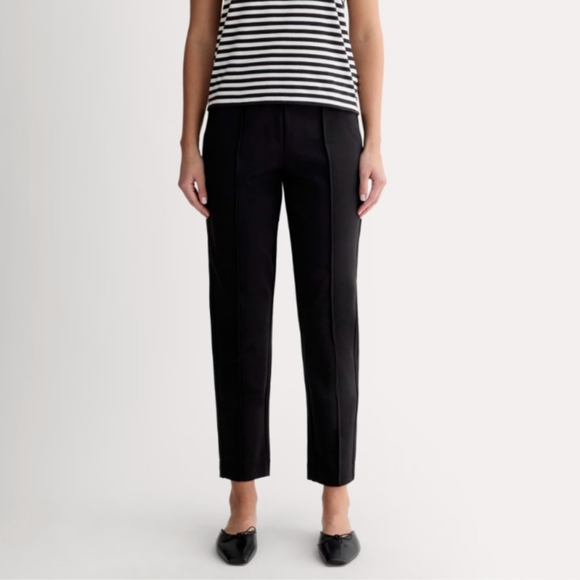 Everlane The Dream Pant Black Work Business Casual Large Pull On Pintuck Taper - Picture 1 of 8